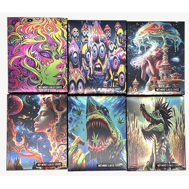 3.5G Psychedelic Shark Art Weed Packaging Box